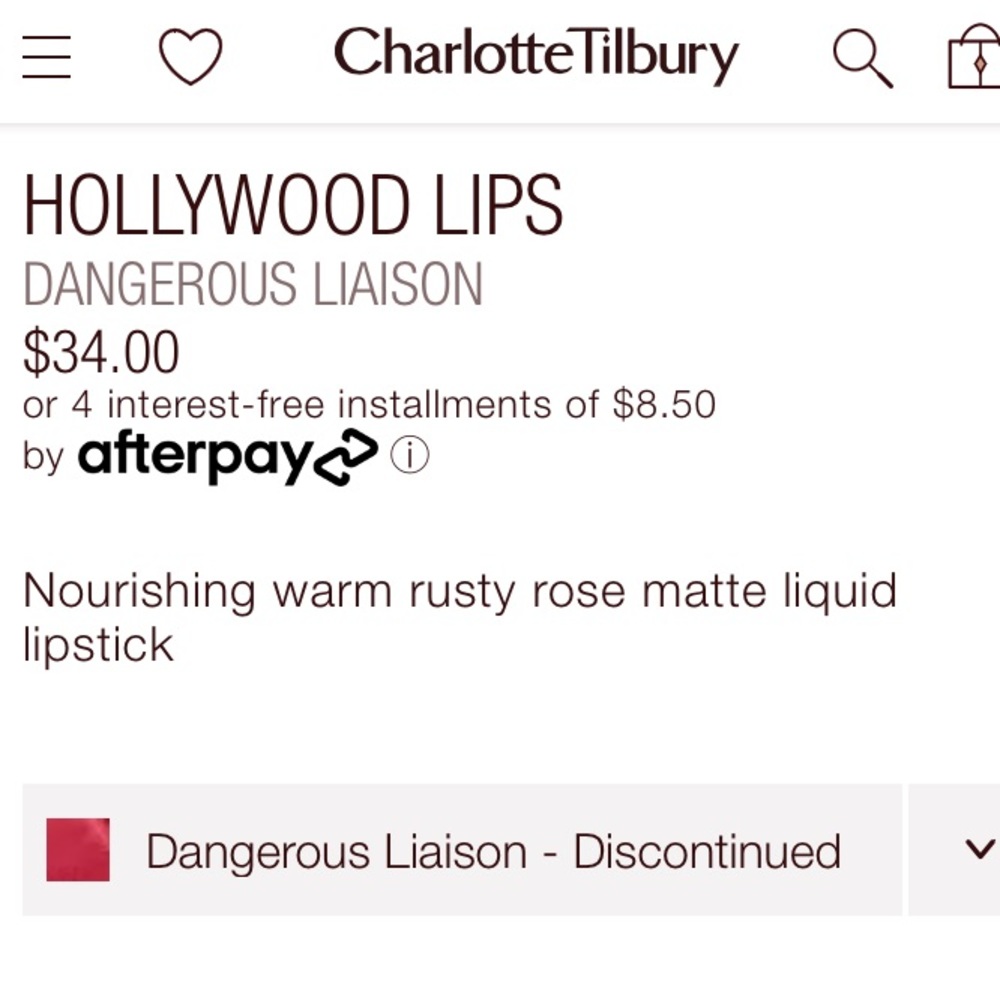 ✨RARE NEW Charlotte Tilbury Hollywood Lips Matte Lipstick Dangerous Liaison 😍 - Picture 4 of 16